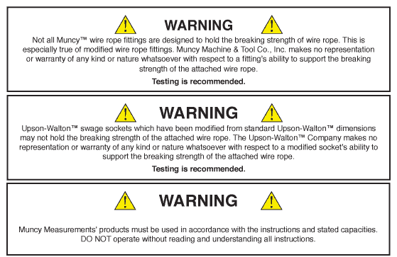 Muncy Machine and Upson-Walton General Warnings